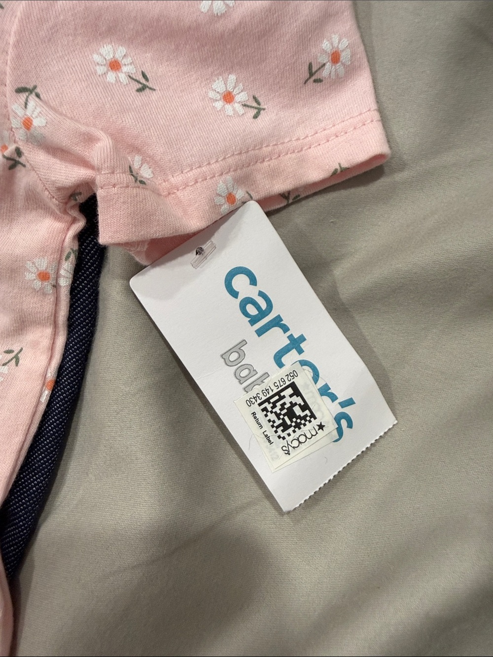 NWT - Carter's Pink 'Happy' Peplum Bodysuit with Navy Leggings (2pcs Set) - Picture 7 of 10